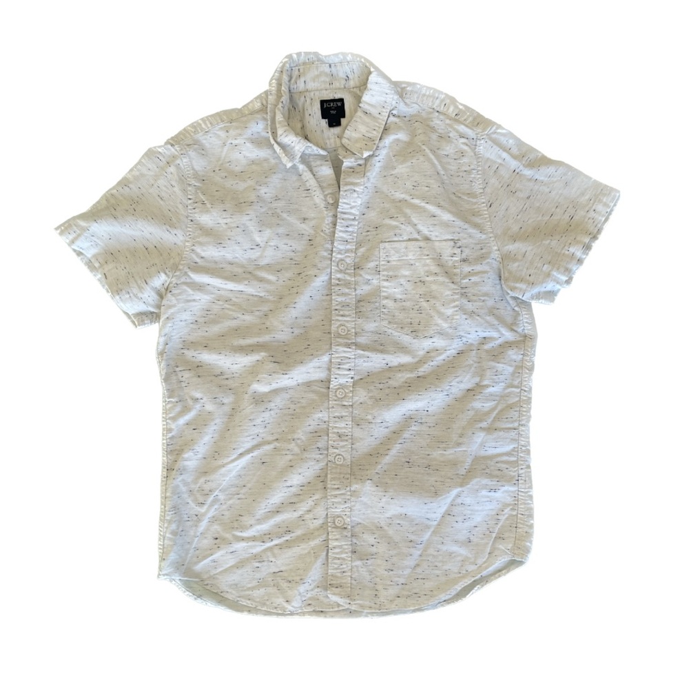 JCREW Short-Sleeve Button Down in White with Flecks